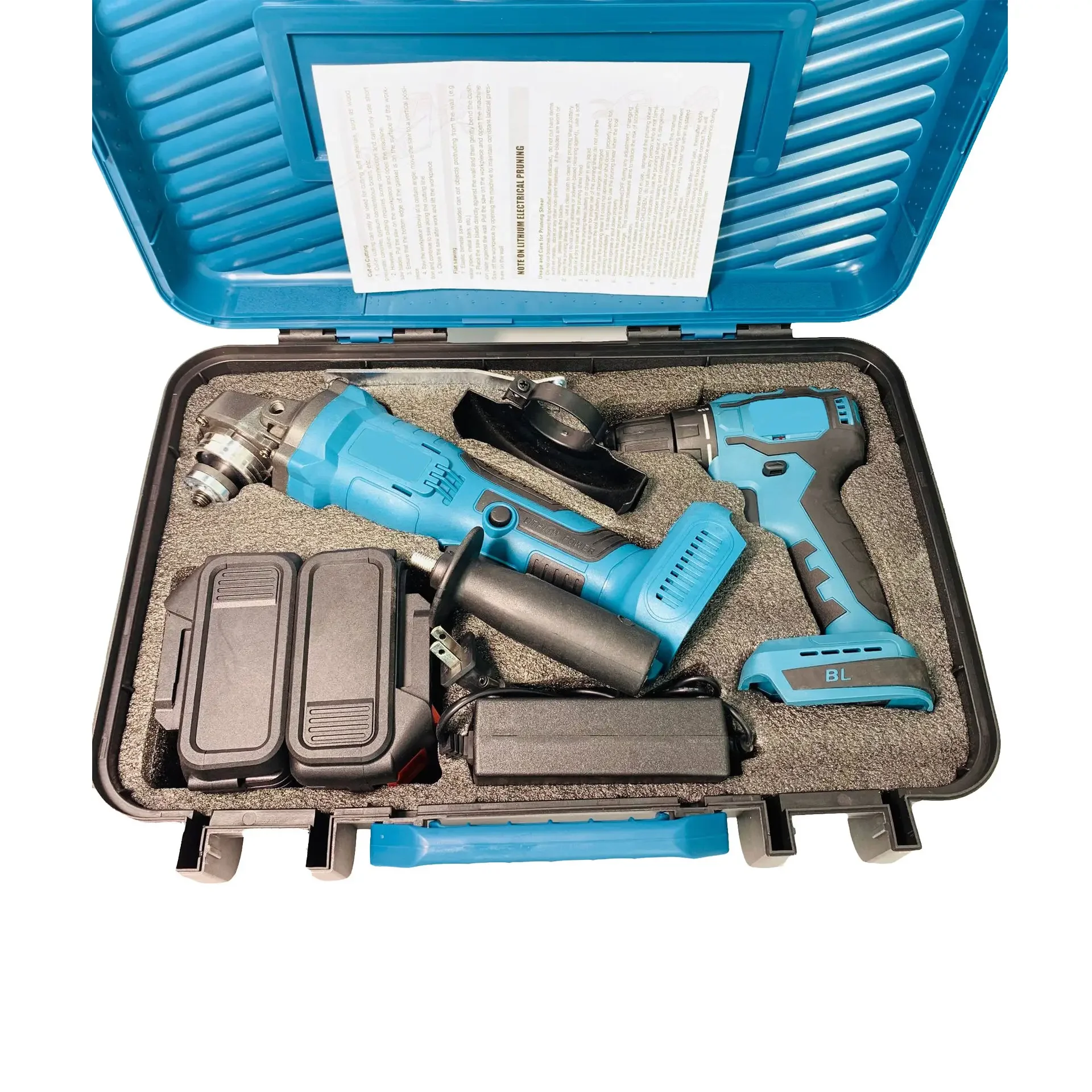 Large Capacity 3000mAh Cordless Angle Grinder Electric Tool Set Brushless Li-ion Drill Electric Angle Grinder Power Tool Set