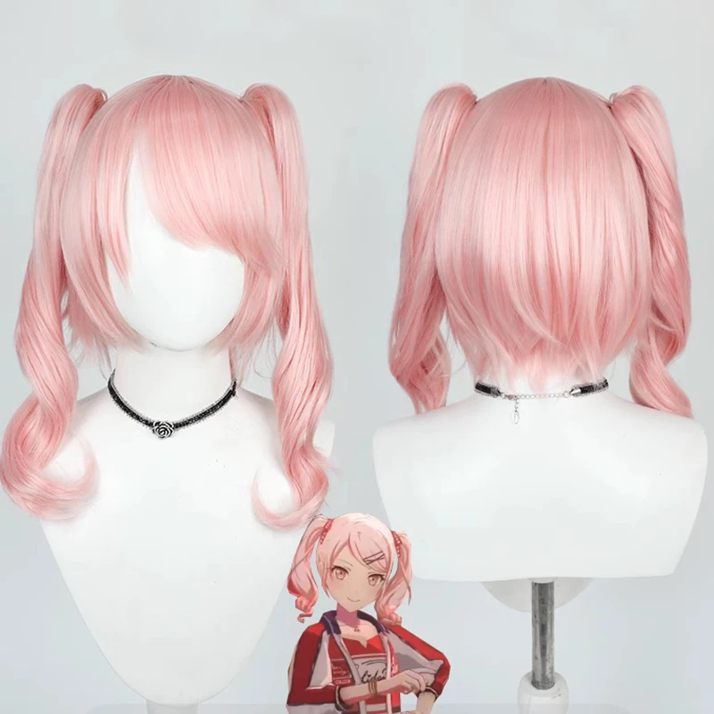 أنيمي مشروع Sekai: المرحلة الملونة Akiyama Mizuki النساء الفتيات طويل الوردي ذيل حصان مقاومة للحرارة الاصطناعية خصلات الشعر المستعار هالوين