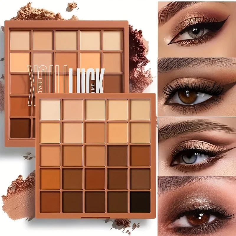 25 Shades Matte Finish Eyeshadow Palette, Neutral Grey Brown Earth Tones, Matte & Shimmer Finishes For Versatile Makeup Looks