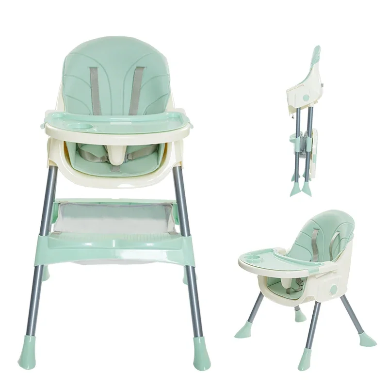 Baby Dining Chair Portable Kids Table Foldable Feeding Chair Height Adjustable Baby High Chair 3 In 1 With Wheels