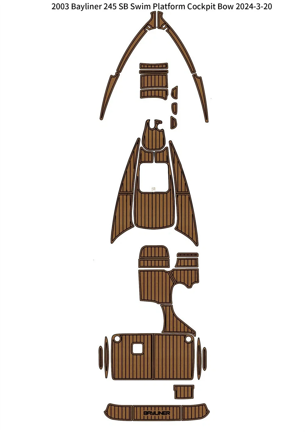 

2003 Bayliner 245 SB Swim Platform Cockpit Pad Boat Customized EVA Foam Faux Teak Deck Floor Mat Boat Accessories