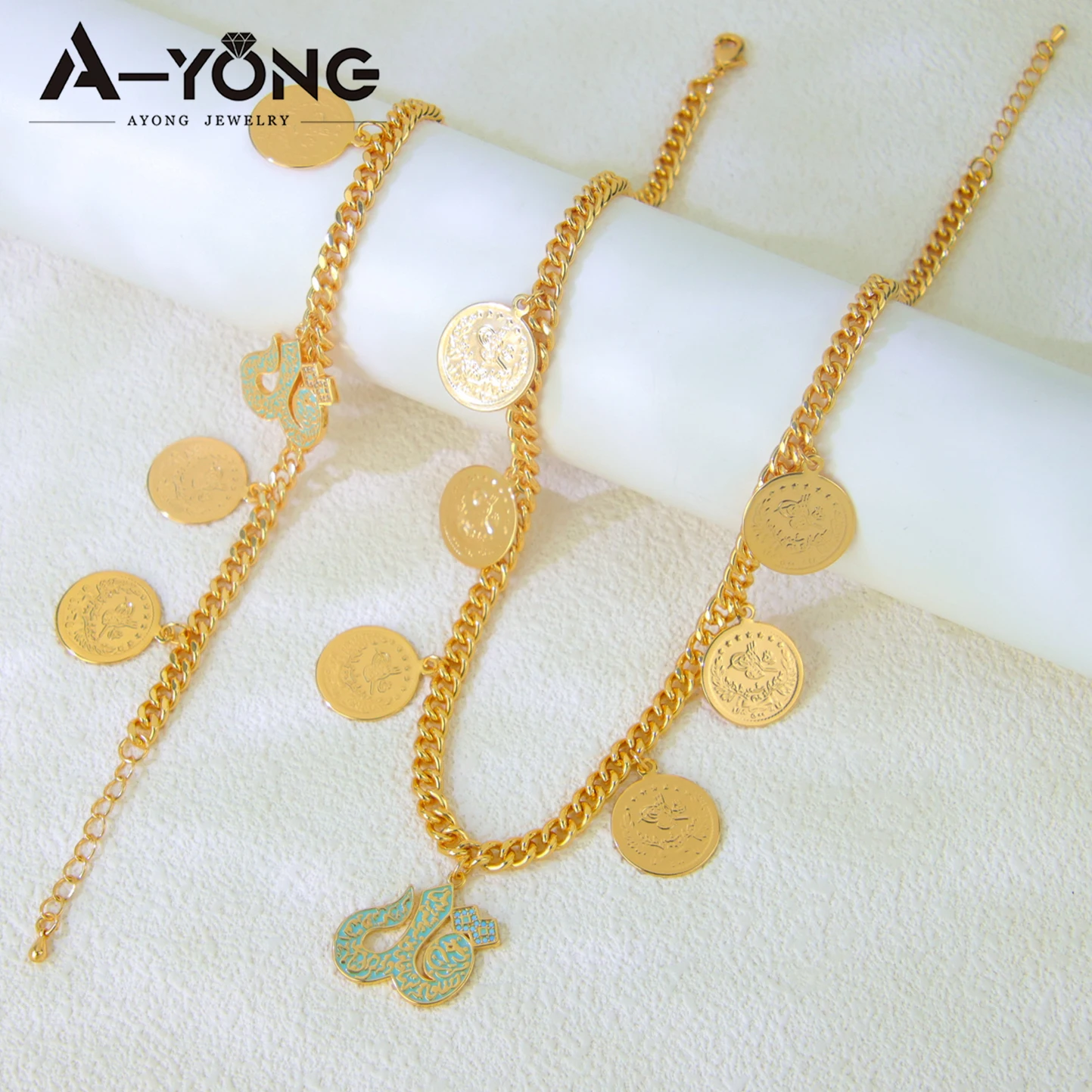 Saudi Islamic Gold Plated Coins Necklace Set 21k Gold Color Turkish Fashion Chokers Dubai Women Wedding Party Jewelry
