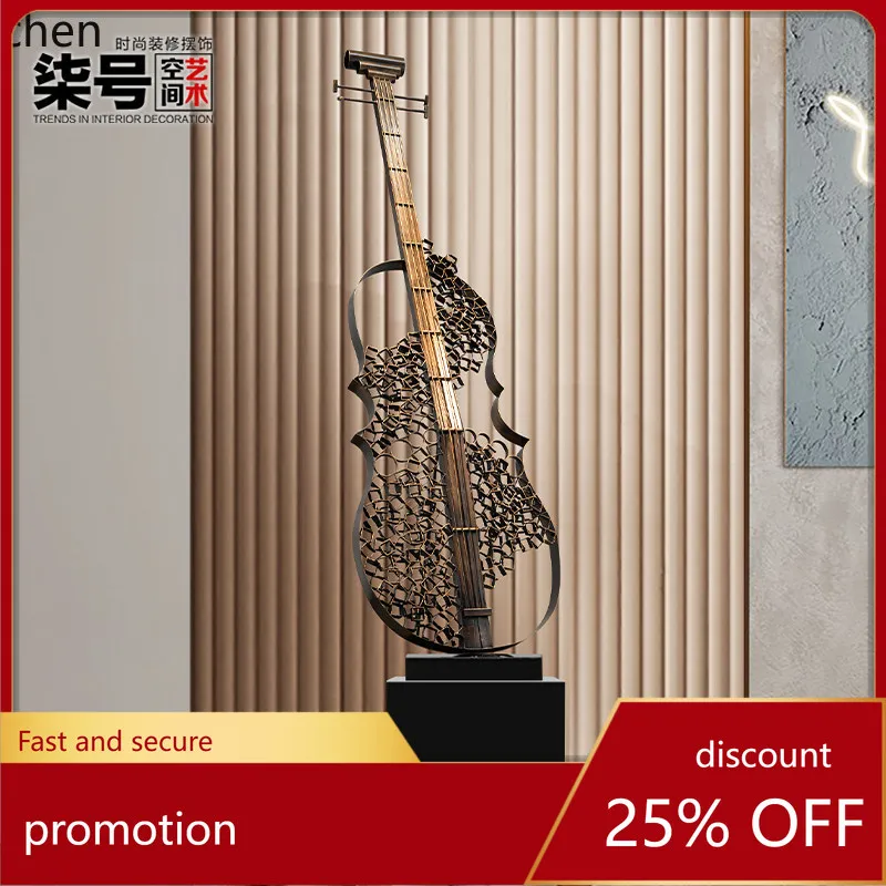 HT Metal Abstract Violin Instrument High-End Ornament Hotel Lobby Living Room Entrance Floor Large Display
