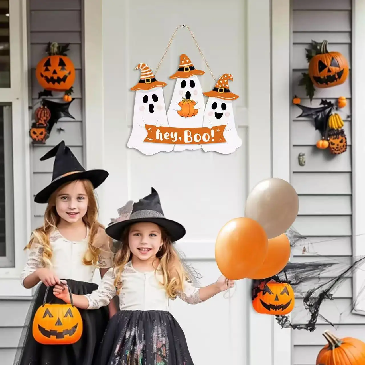 هالوين اليقطين شبح باب خشبي معلق المنزل هالوين كرنفال ليلة الديكور boo قلادة خشبية