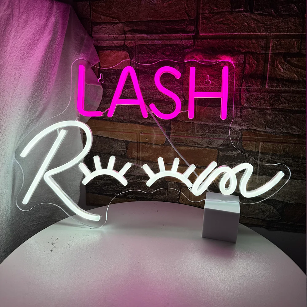 Lash Room Neon Sign Pink White LED Neon Light Wall Decor per Beauty Nails Salon Spa Decor Girls Room Lash Lounge Studio Office