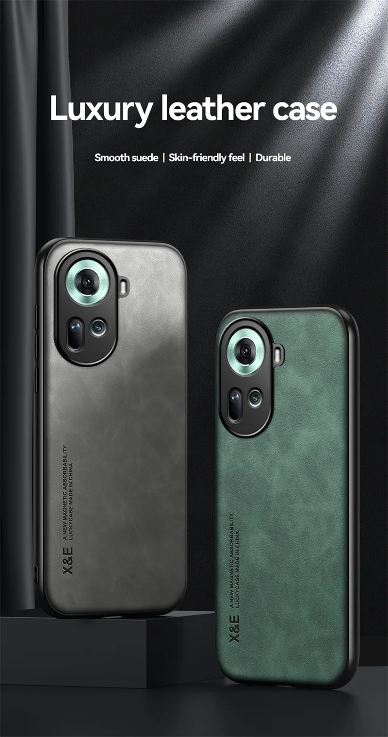 Reno11F 5G Case Built in Metal Plate Magnetic Car Holder Leather Phone Cases For OPPO Reno11 F Reno 11F 11 F 5G Back Soft Cover