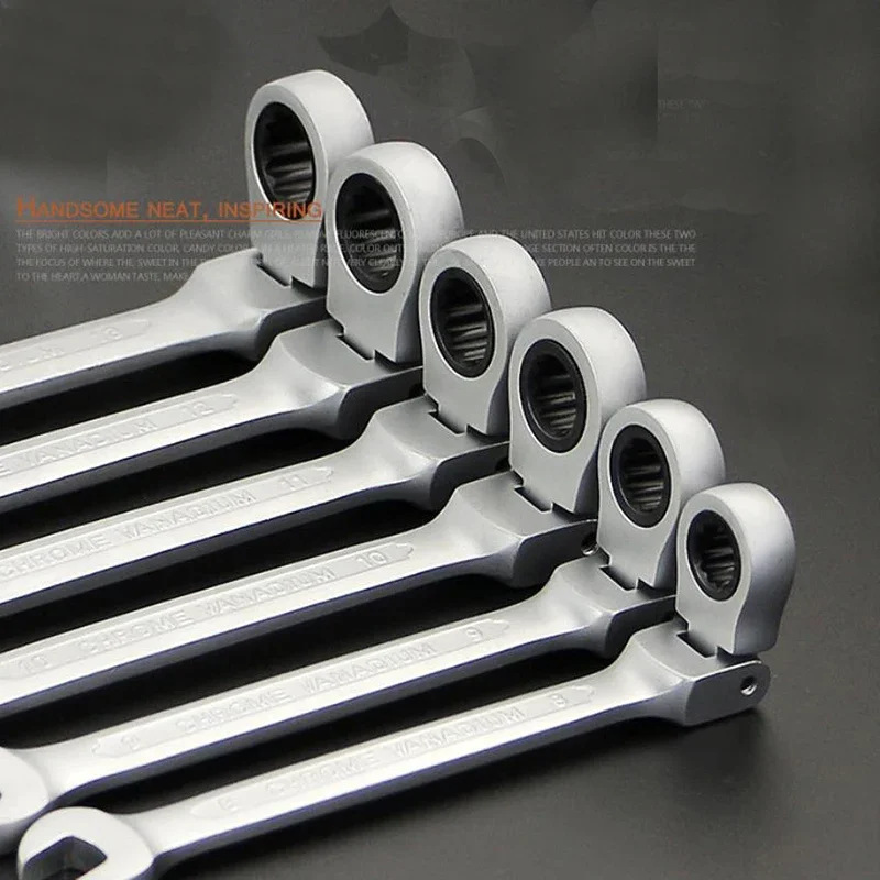 8/13/14/15MMFlexible Head Combination Ratchet Wrench Dual-Use Ratchet Wrench tools Torque Gear Socket Nut Tools