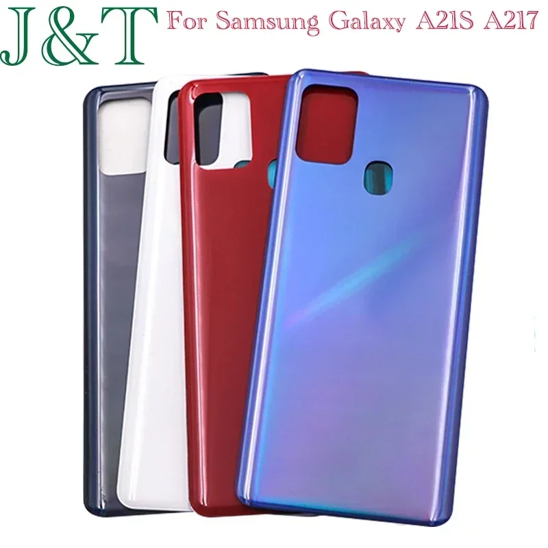 New For Samsung Galaxy A21S A217 SM-A217F Plastic Battery Back Cover A21S Rear Door Housing Case Camera Frame Adhesive Replace