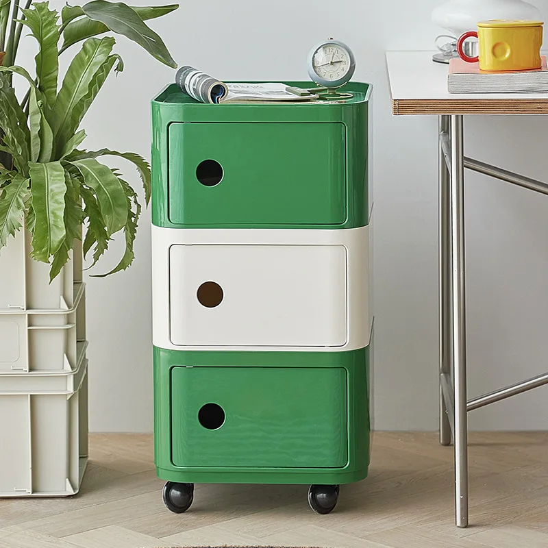 Nordic light luxury household bedside table small apartment multi-layer locker movable with wheels