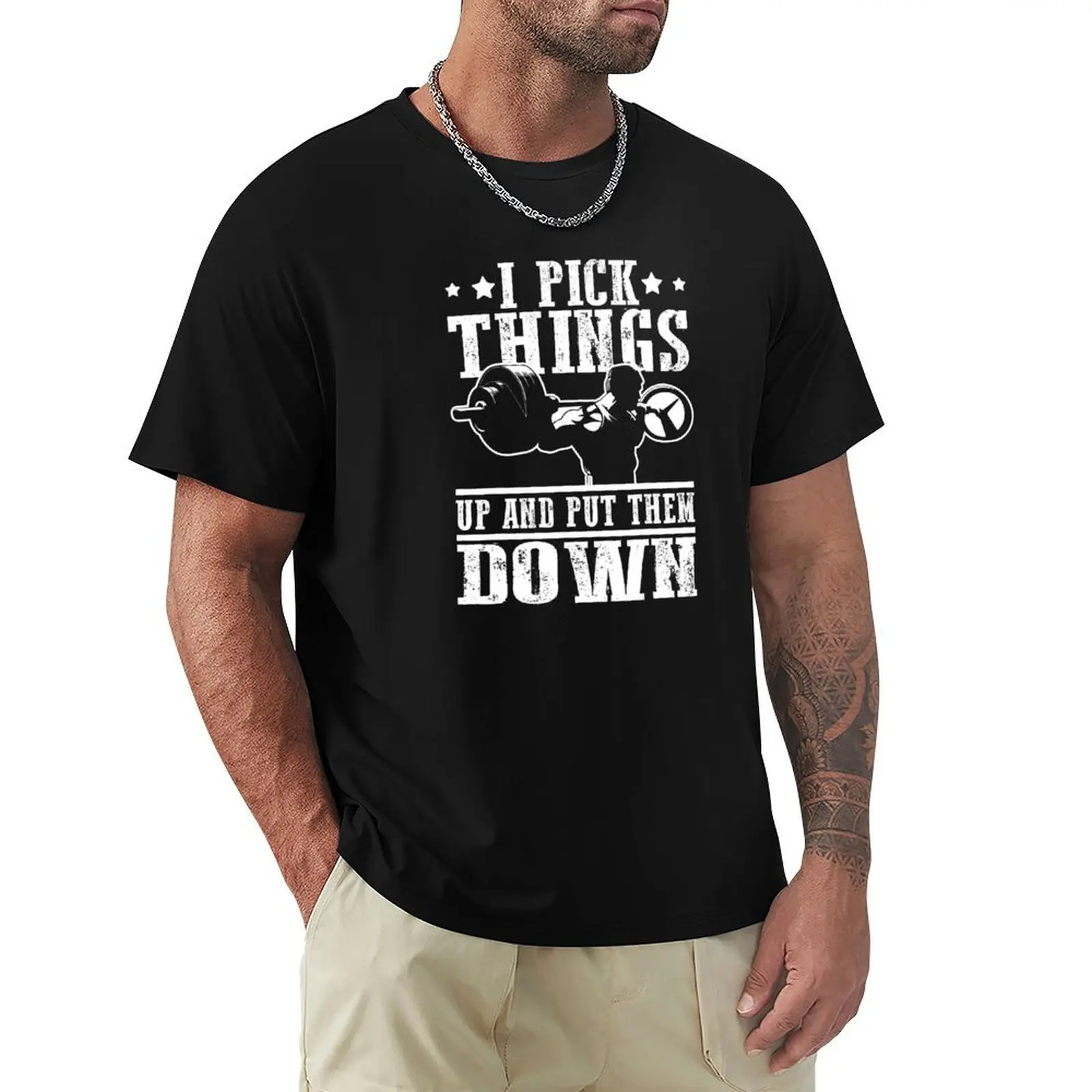 Funny I Pick Things Up And Put Them Down Bodybuilding T-Shirt Moisture Wicking Athletic T-Shirt