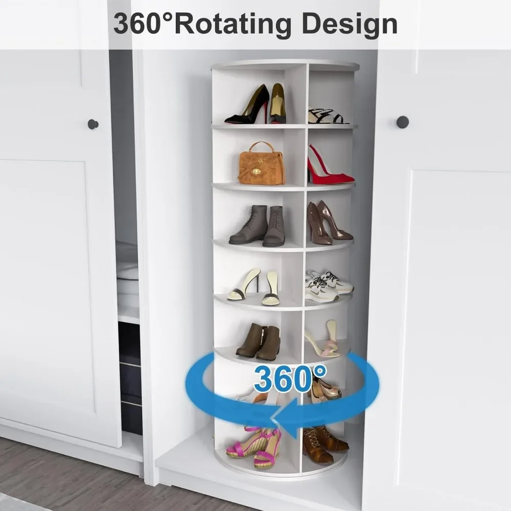 Rotierendes Schuh regal, 7-stufiges Spinn schuh regal, freistehender drehbarer Turm 360 °, platzsparender drehbarer Organizer für den Eingangs bereich