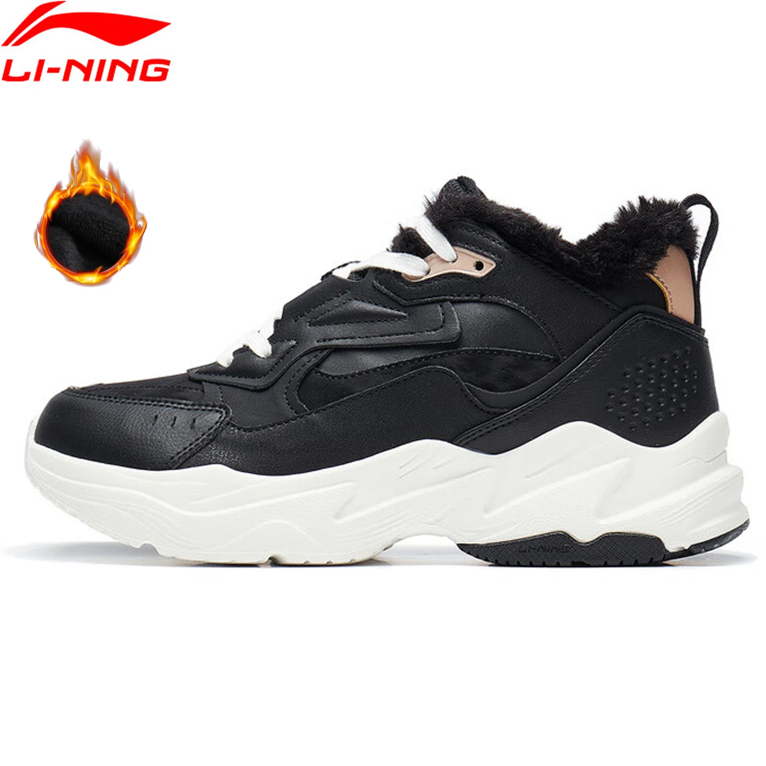 Li-Ning Women LN DEFENDER Lifestyle Shoes Cushion Winter Warm Fleece Comfortable Fitness Sport Shoes Wearable Sneakers AGLT128