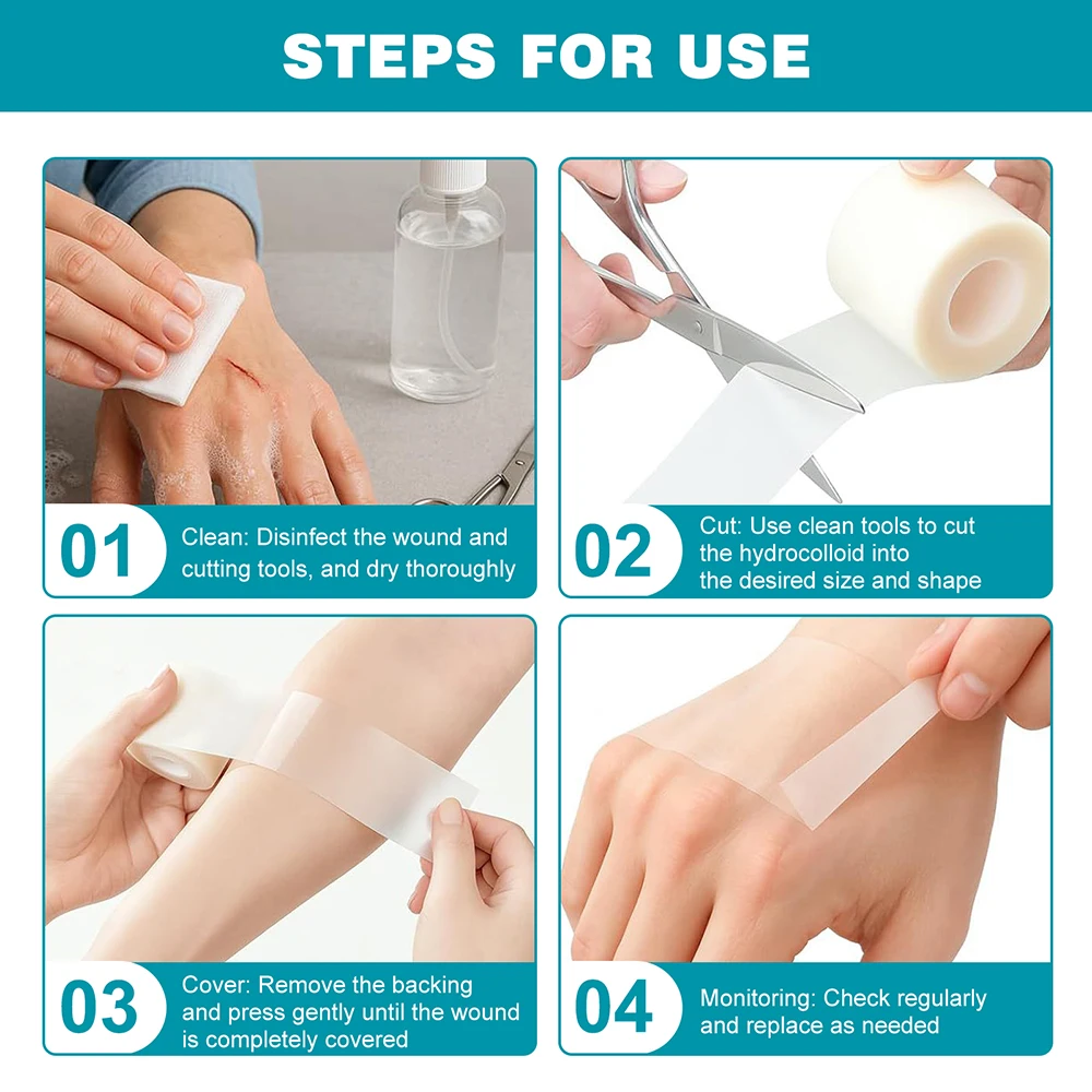 Hydrocolloid Roll Self-Adhesive Hydrocolloid Patch Bandage For Wound Care Bed Sore Bandages Hydrocolloid Gel Waterproof Patches view 5