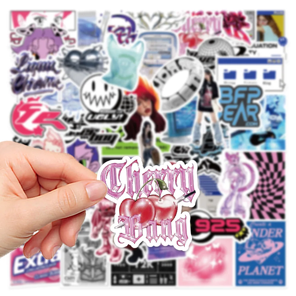 53 قطعة Y2K الفتيات VSCO 90s Harajuku نمط خمر ملصقات لطيف الجمالية ملصق مائي مذكرات دراجة نارية محمول سجل القصاصات لعبة ملصق #4