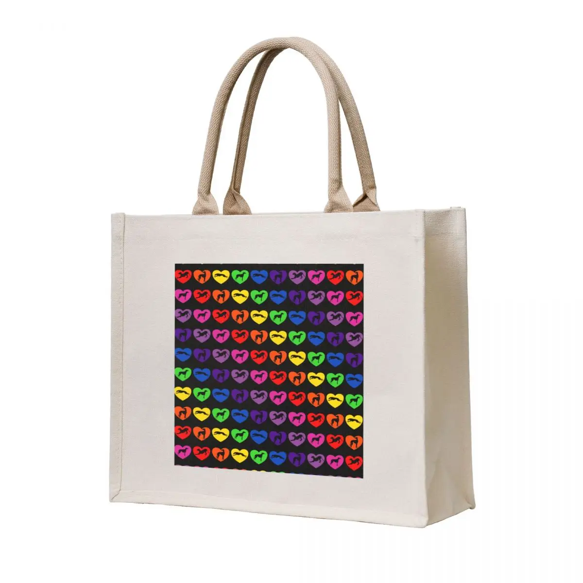 

Greyt Greyhounds in Rainbow Hearts Tote Bag canvas shopping bag Canvas bag personalized tote bags luxury women