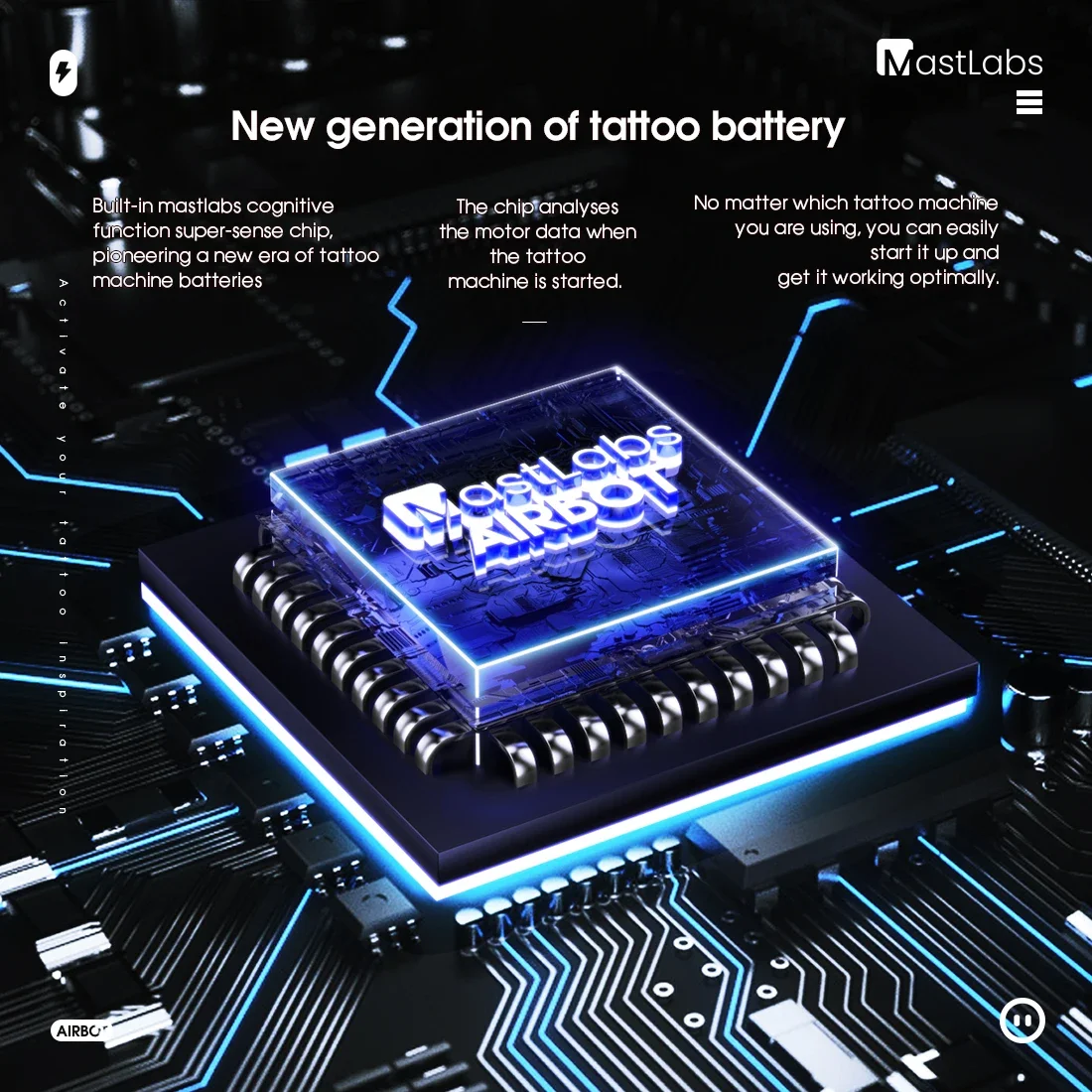 Mastlabs Wireless Tattoo Battery 1050mAh Rechargeable for Rotary Machine Pen Permanent Durable LED Display Tattoo Power Supply