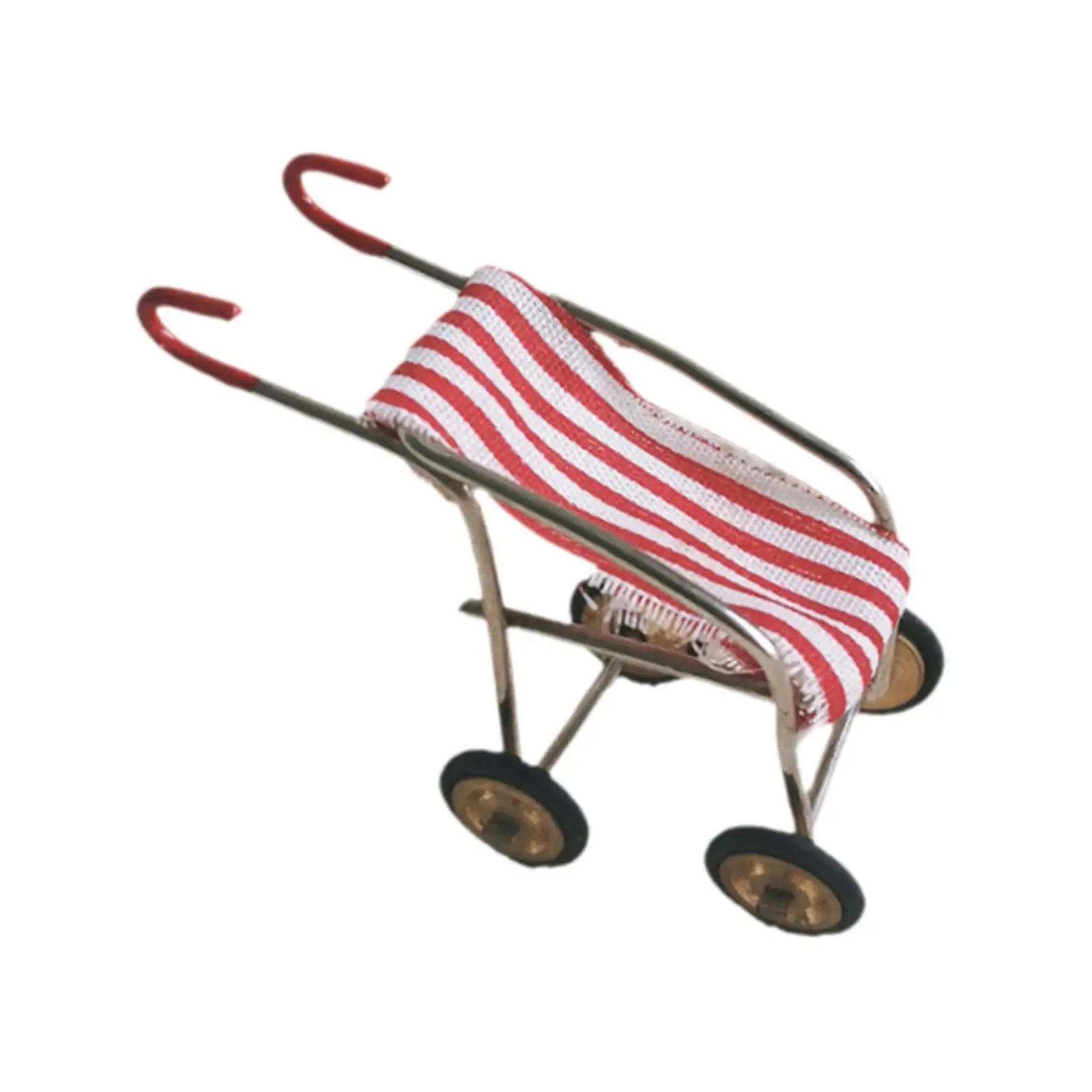 

Dollhouse Miniature Stroller,Tiny Push Cart,Realistic Parry Favor Kids Furniture Simulation Carriage for 1:6 1:12