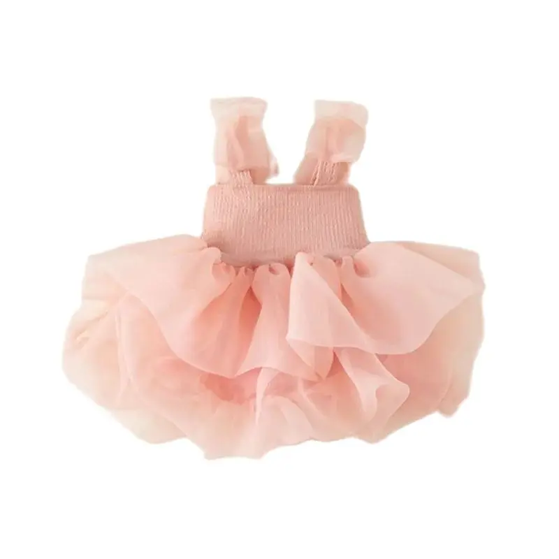 Summer Princess Party Tutu Dress With Bow Strap Baby Mesh Clothes Short Sleeve Kids Birthday Skirt Toddler Girls Tulle Dress 1-6