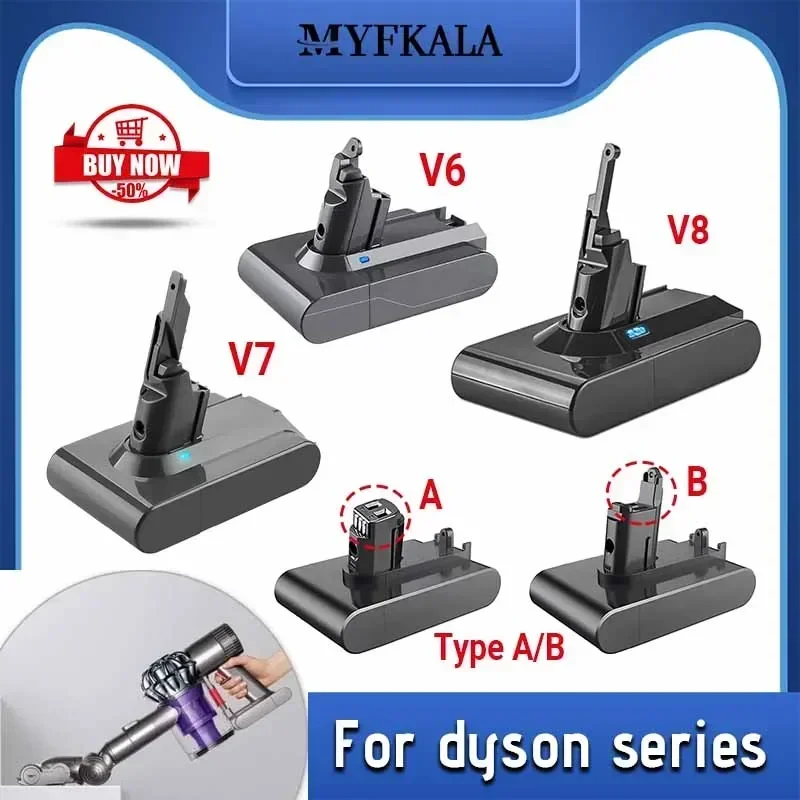 2025 Dyson V6 V7 V8 series vacuum cleaner rechargeable battery SV07 SV09 SV10 DC58 DC31 DC34 various models of batteries