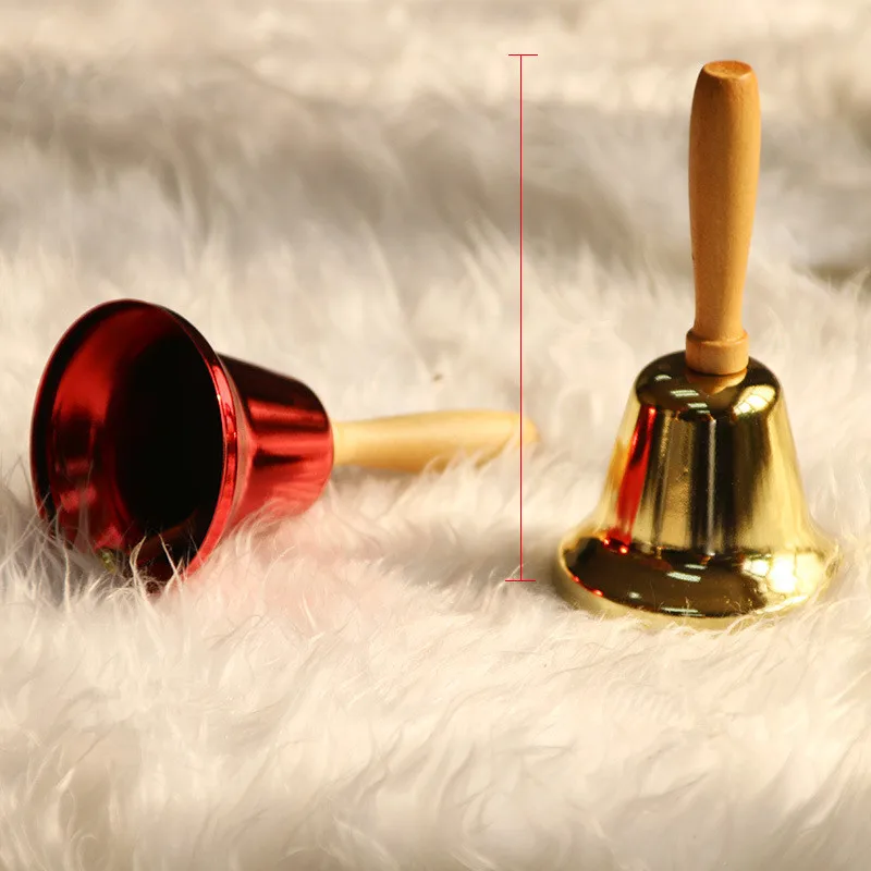 Wooden Christmas Hand Bell Jingle Bells Crisp Tone Santa Claus Attraction Attention School Wedding Party Supplies Xmas Decor