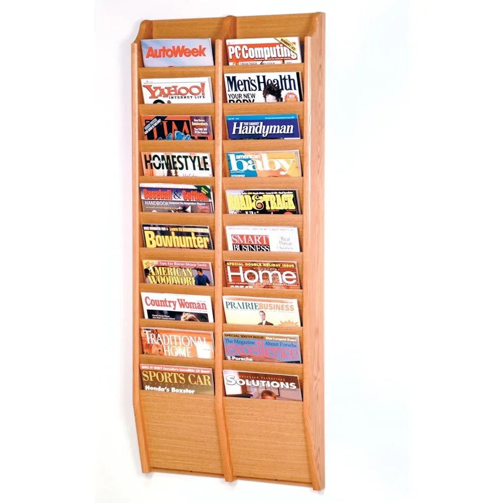 20 Pocket Cascade Free-Standing Rack Magazine Holder Book Shelf Mahogany Freight Free Office Furniture