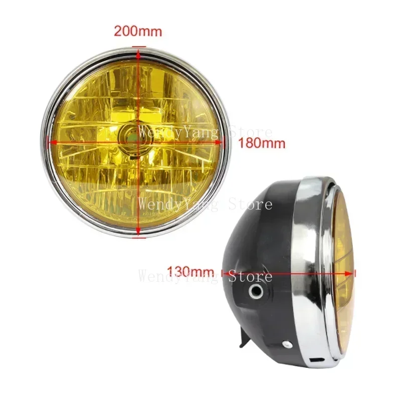 For Honda CB Series 7 Inch 35W Universal Motorcycle Headlight Yellow Crystal Glass Clear Lens Beam Round LED HeadLamp