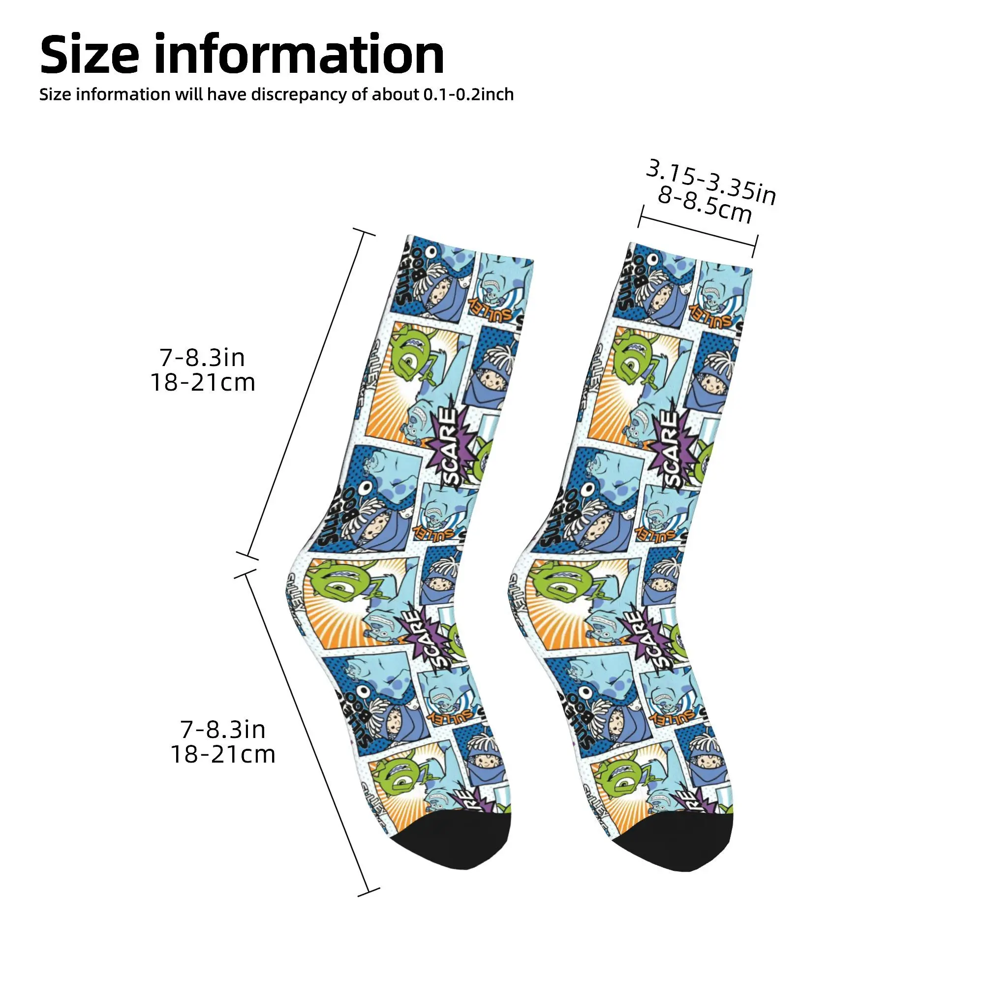 Calcetines Monsters Inc Power Company para hombre y mujer, divertidos calcetines de película de dibujos animados felices, calcetines de tubo medio para primavera, verano, Otoño e Invierno, regalos