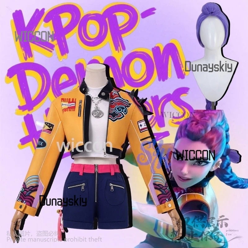 

Huntrix KPop Demon Hunters Rumi Huntrix Cosplay Kpop Idol Stage Costume Embroidered Decorative Stickers Fashion Jacket Halloween