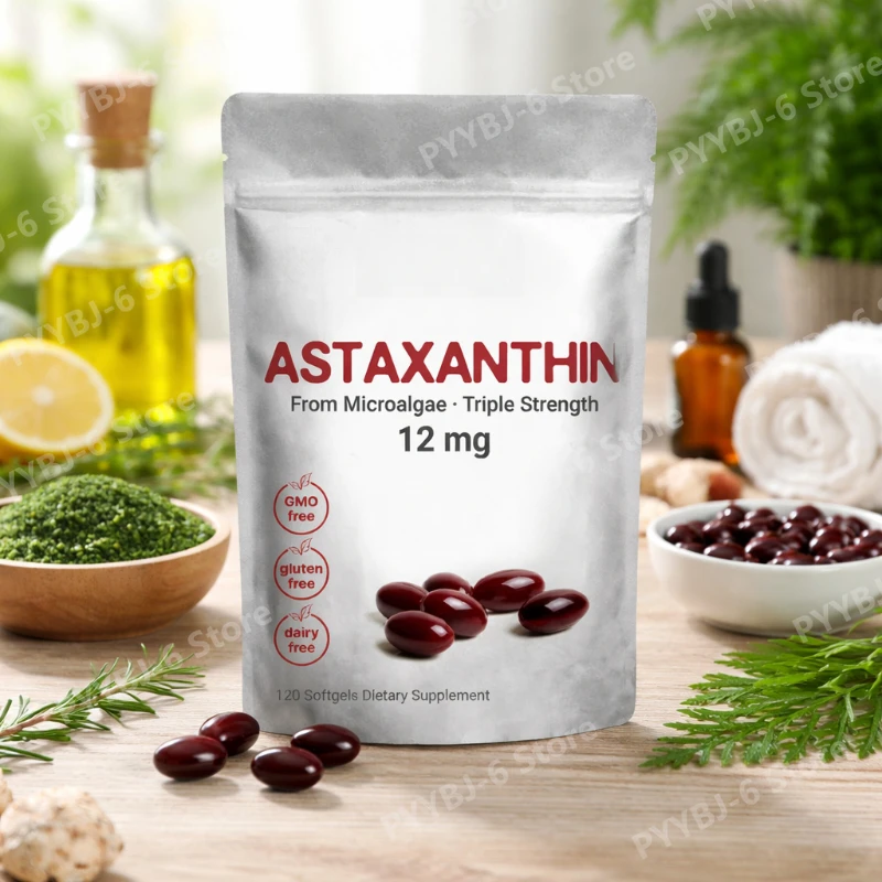 

Natural Astaxanthin Softgels 12mg High Potency Antioxidant Support Supplement for Immune System Support 120 Softgels Non GMO