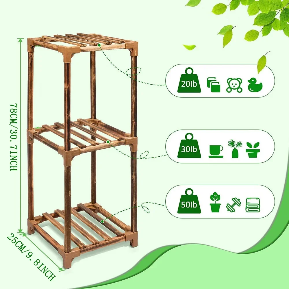 3 Tier Plant Stand Rack Outdoor Flower Pot Plant Shelf Holder, Indoor Patio Garden Planter Flowerpot Display Stand Storage Rack