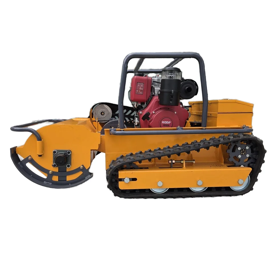 "Cortadora de césped multifuncional con control remoto: hoja en Y, hoja oscilante y trituración de piedra para huertos"