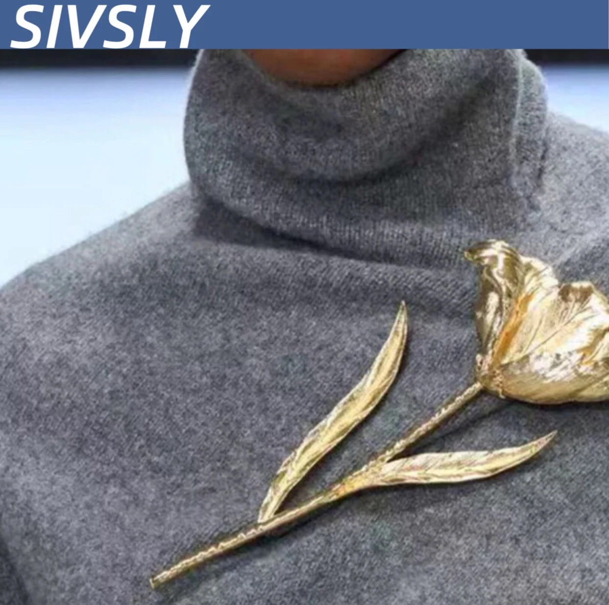 

[Elegant temperament] European and American retro unique exaggerated metal leaf flower brooch fashionable temperament accessory