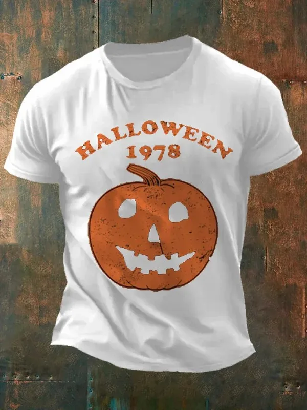 

Halloween 3D Men's Quick Dry Sports Short Sleeve Casual T-shirt Pumpkin Horror Print Luxury Summer Short Sleeve Casual T-shirt
