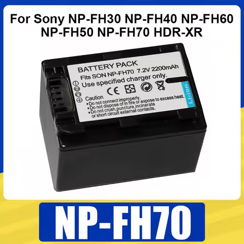 NP-FH70 Battery 2200mAh Rechargeable Batteries for Sony NP-FH30 NP-FH40 NP-FH60 NP-FH50 NP-FH70 HDR-XR Series Camera Battery