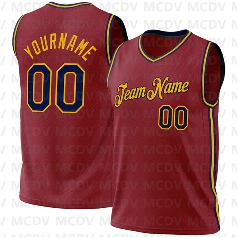 Custom Maroon White-Gray Authentic Throwback Basketball Jersey 3D Print Team Name Number Sport Clothes Adult Youth