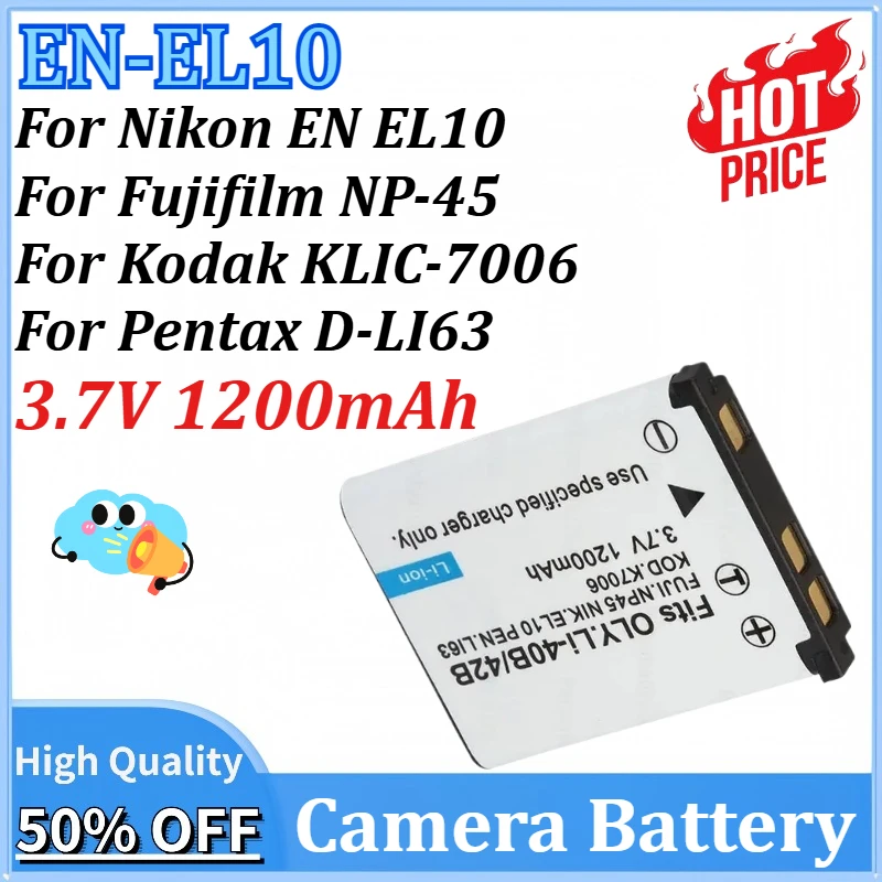 

2PCS EN-EL10 LI-40B 42B Battery for Nikon EN EL10 for Fujifilm NP-45 for Kodak KLIC-7006 for Pentax D-LI63 Camera Batteries