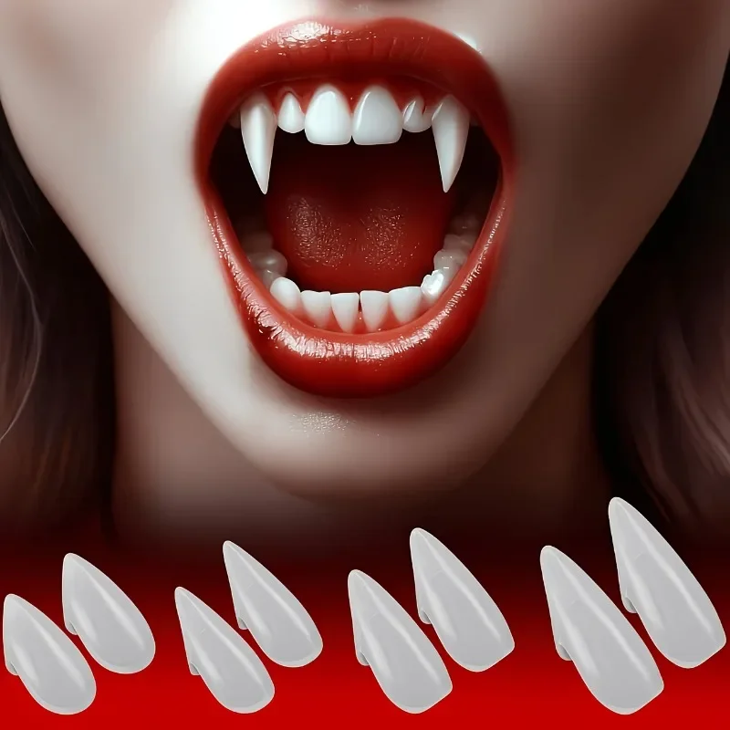 Vampire Fake Fangs, Halloween Cosplay Makeup Props, 13mm 15mm 17mm 19mm Reusable Costume Party Fang Accessories