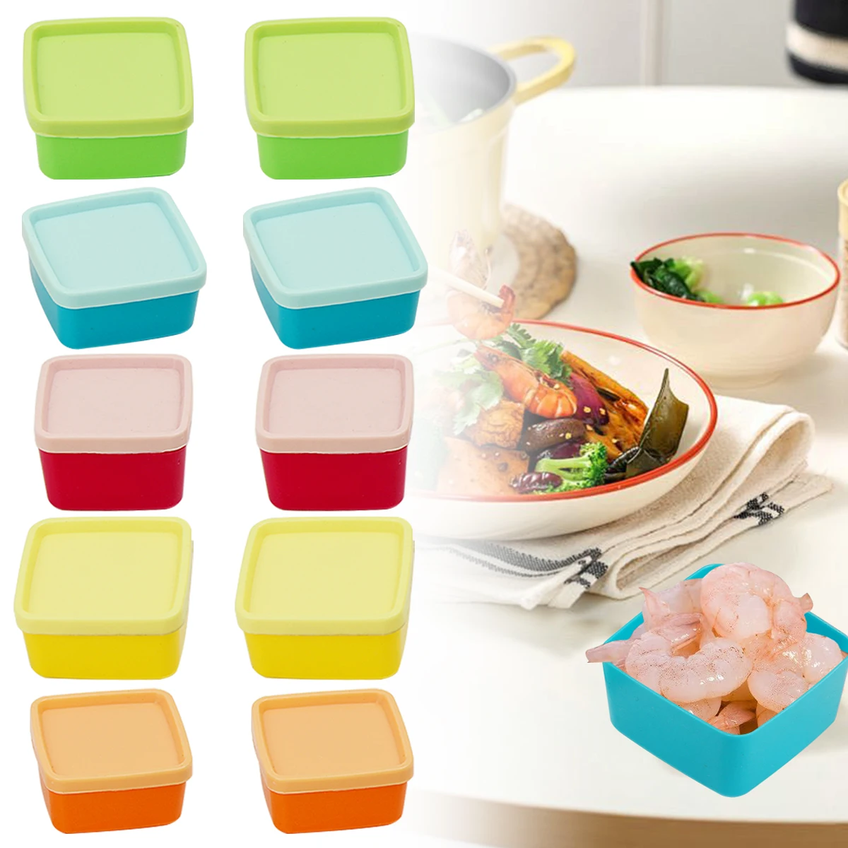 10Pcs Mini Portable Fresh-keeping Box With Lid Kitchen Food Seasoning Packaging Box For Snack, Fruit Home Kitchen Supplies