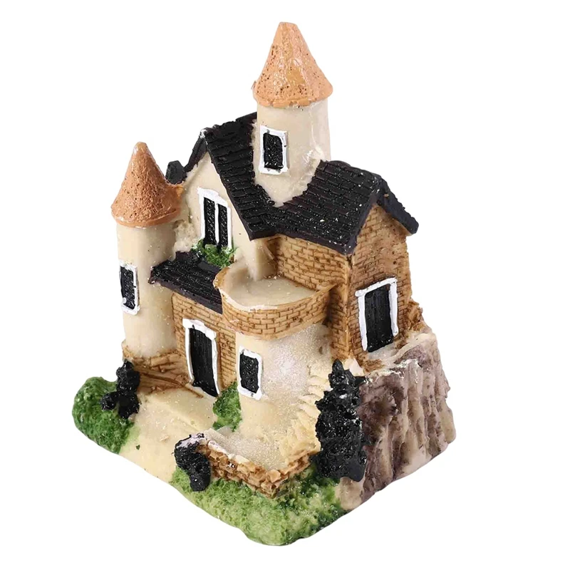 Cute Mini Resin House Miniature House Fairy Garden Landscape Home Garden Decoration Resin Crafts 4 Styles Color Random-A07G view 3