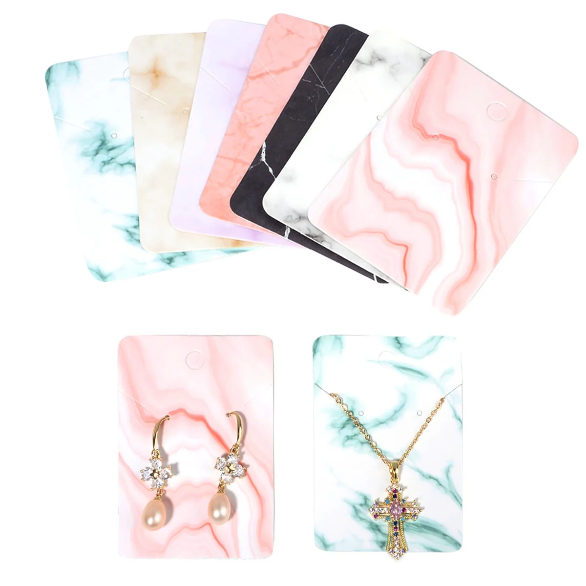 

50 шт./лот, цветные карточки для серег, картонные держатели для ожерелий, для женщин и девочек, упаковка для ювелирных изделий, подарочные этикетки, оптом