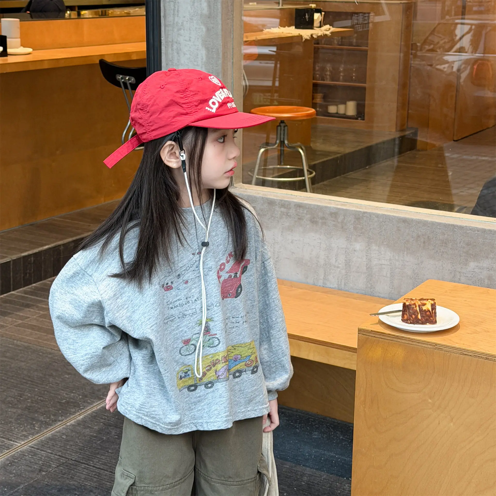 

2026 Spring New Children Sweatshirt Fashion Cartoon Print Boys Pullover Cotton Toddler Girls Casual Loose Tops Kids Clothes