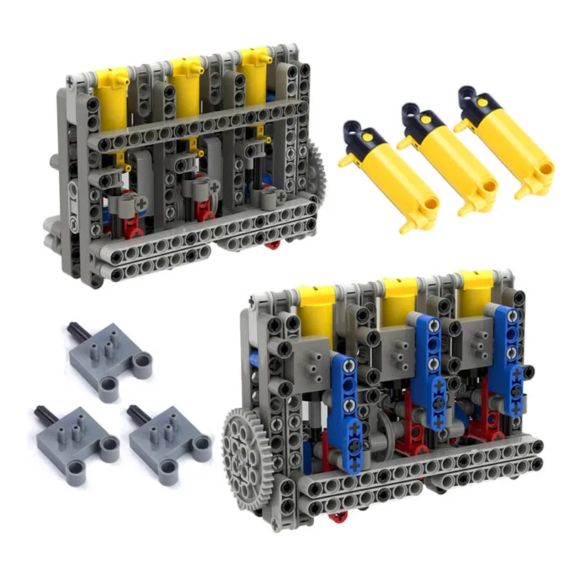 NEW 236PCS Parts MOC Customed Pneumatic Engine 3 In-line Building Blocks LPE3i Model Technical Bricks DIY Toys Creative Gifts