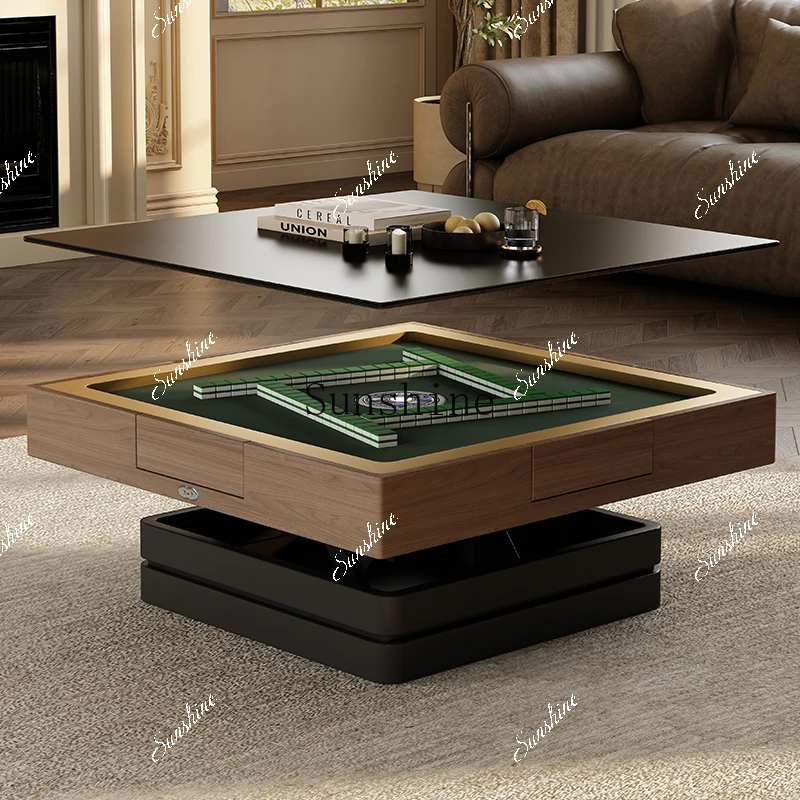

Mahjong table function lifting rock slab coffee table dining table integrated dual-purpose household small apartment medium FT