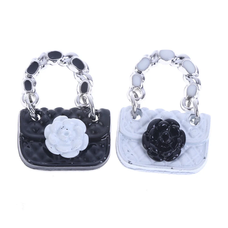 1Pc 1:12 Dollhouse Miniature Metal Handbag Black White Purse Fashion Doll Bag Accessories Modle Scene Decoration Toys Gift
