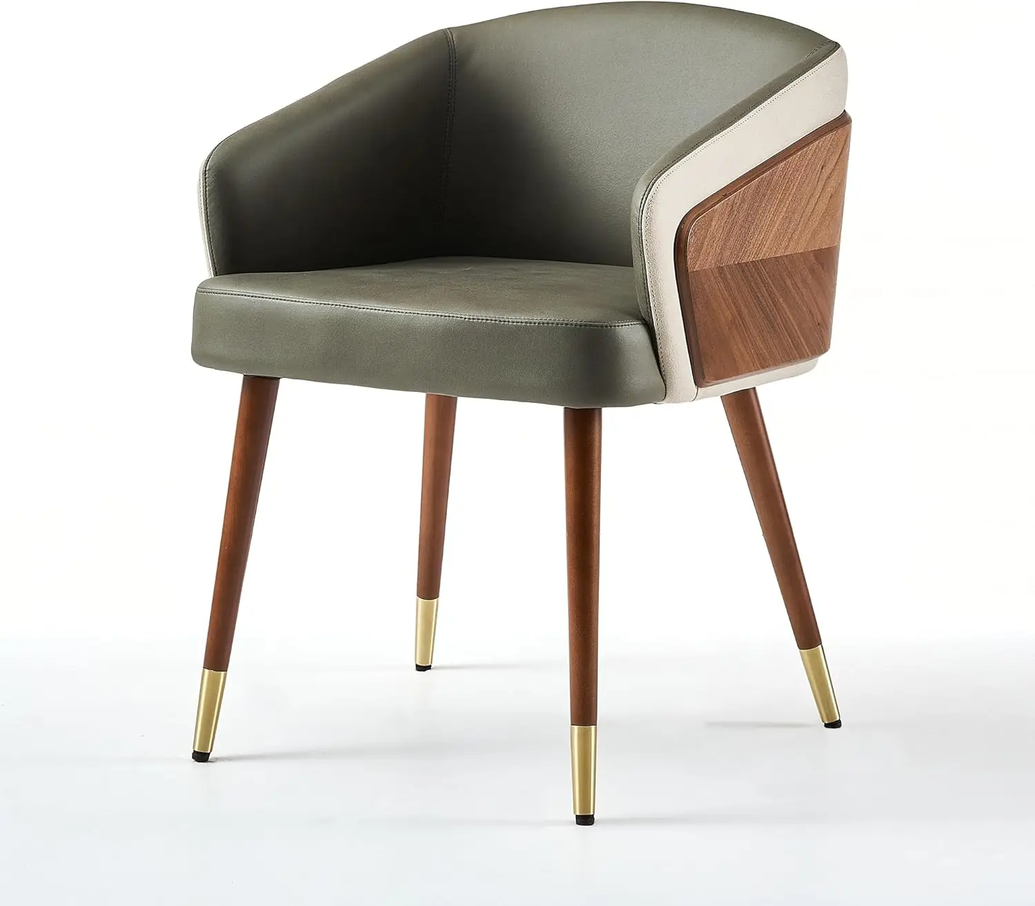 

Dining Chair Mid Century Modern Faux Leather with Walnut, Eucalyptus Upholsted Retro Accent Arm Chair, Metal Legs Dissas