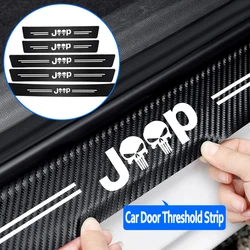 Car Door Sill Carbon Sticker Auto Accessories For Jeep Renegade Wrangler JL JK Gladiator Grand Cherokee Compass Patriot Willys