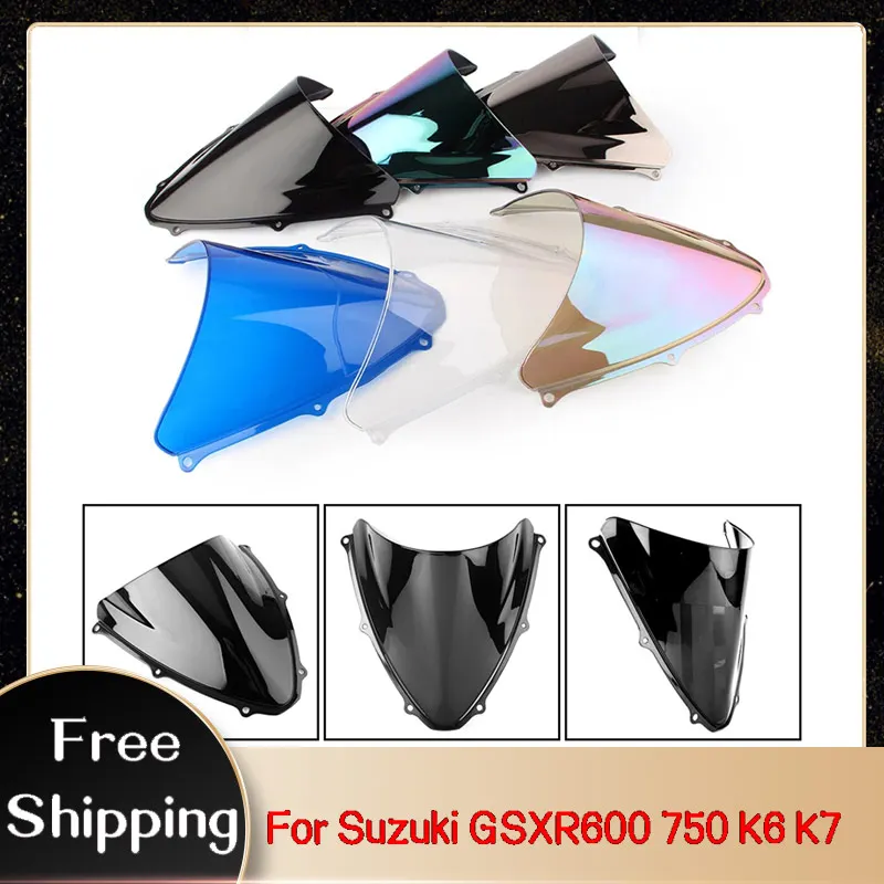 Motorcycle Windshield Windscreen Visor Fits For Suzuki GSXR600 GSXR750 K6 K7 2006 2007 Wind Deflector Shield Screen