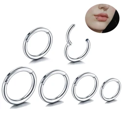 10Pcs 316L 스테인레스 스틸 코 링 클립 후프 여성용 남성 립 링 귀 연골 피어싱 바디 쥬얼리 코 세그먼트 링 후프