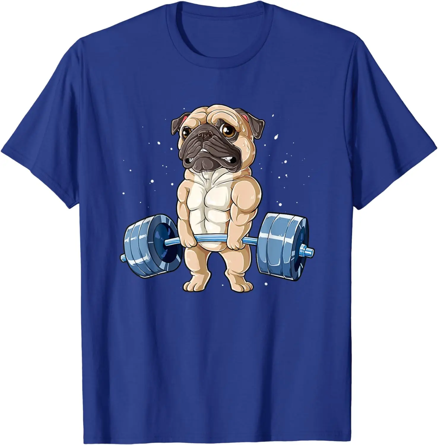 Pug Weightlifting Funny Animal Men Fitness Gym Workout Tee T-Shirt for Men Women Men Clothing Print Tee