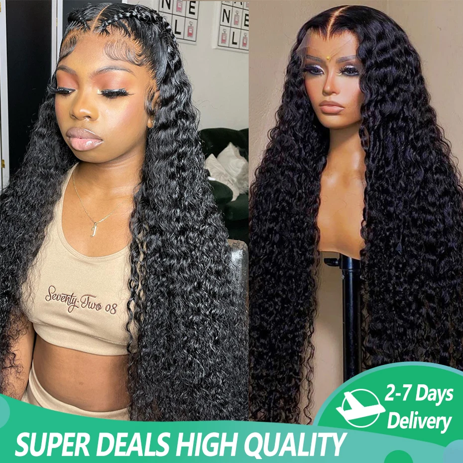 13x4 Glueless Lace Front Human Hair Wigs Brazilian Deep Wave Frontal Wig 13x6 Lace Frontal Curly Human Hair Wigs